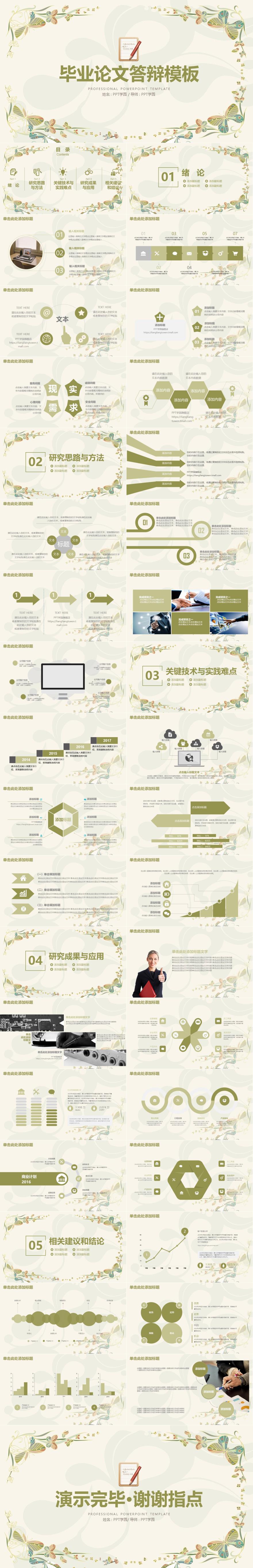 清新绿中国风毕业答辩PPT模板