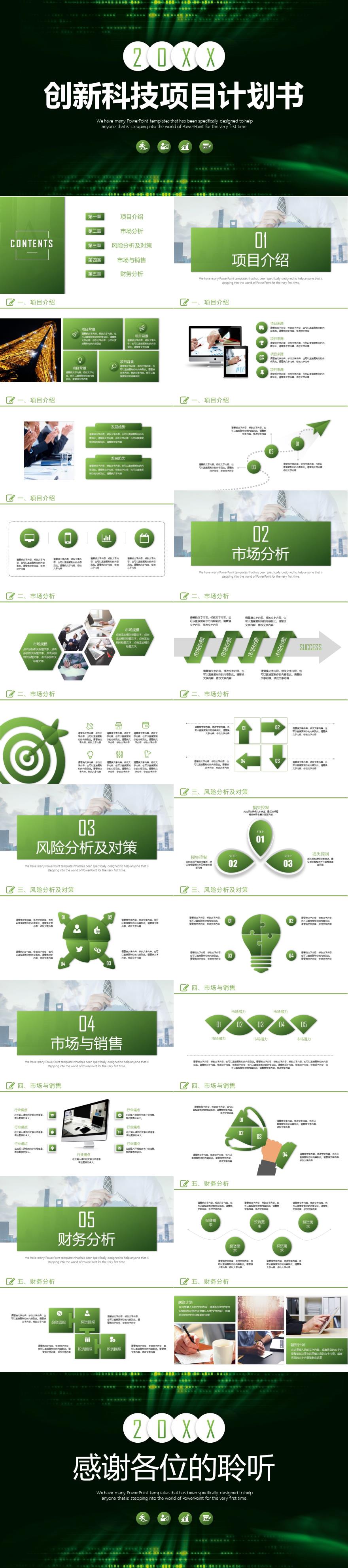 绿色环保风创新科技项目计划书PPT模板