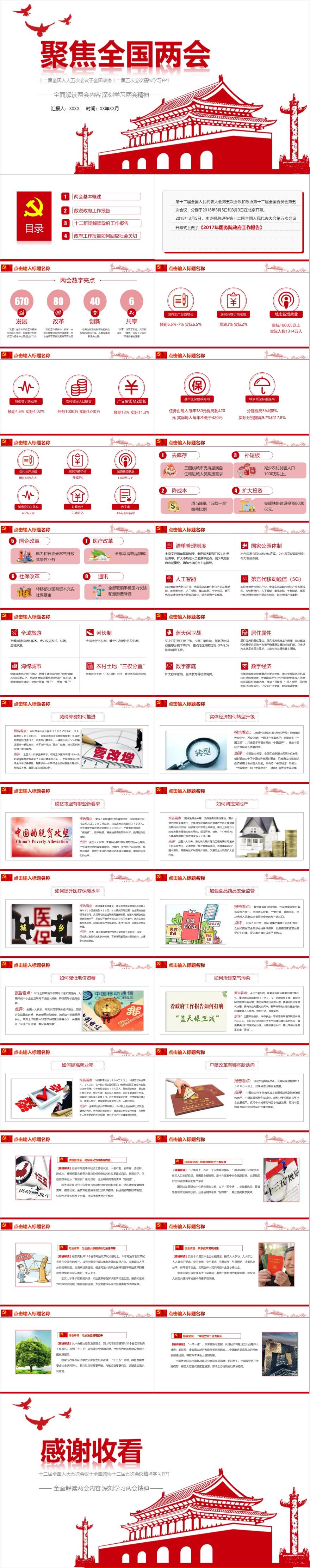 聚焦全国两会PPT模板