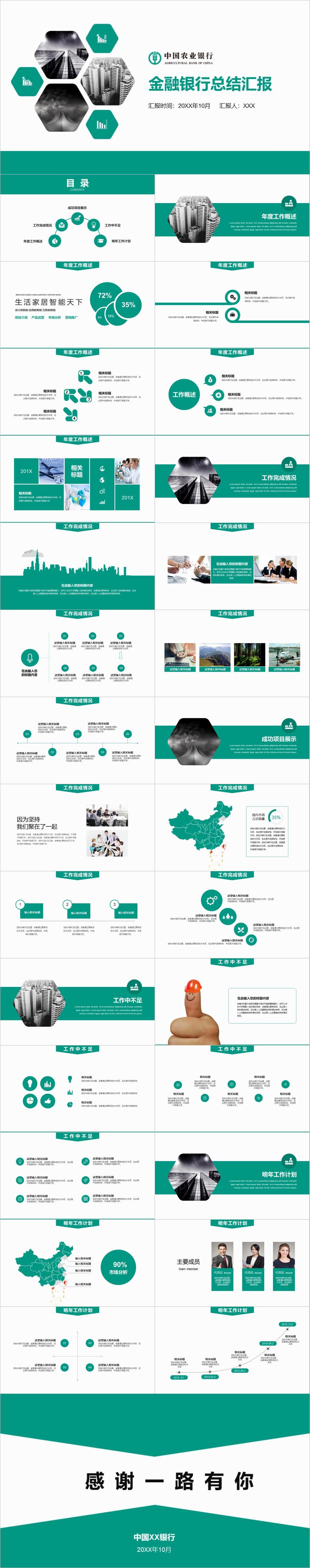 中国农业银行金融银行总结汇报PPT模板