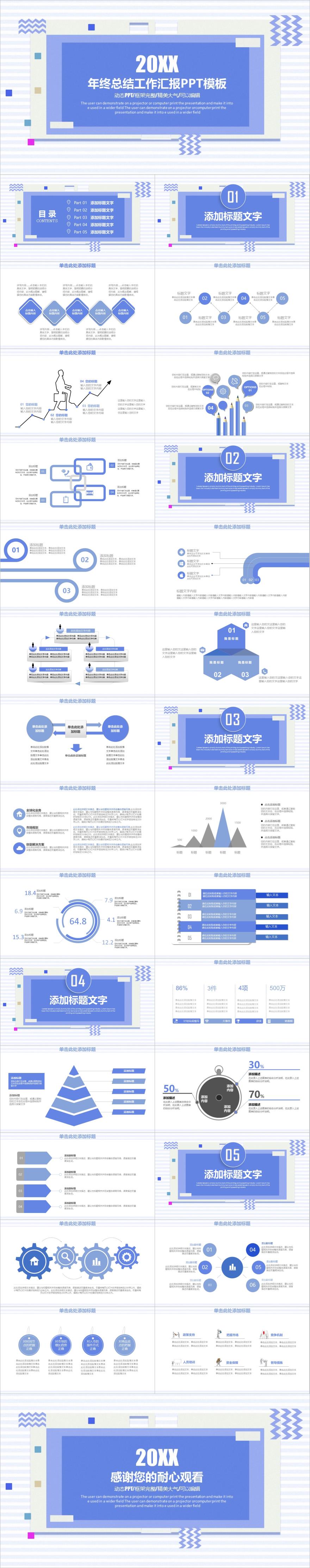 紫色简约年终总结工作汇报PPT模板