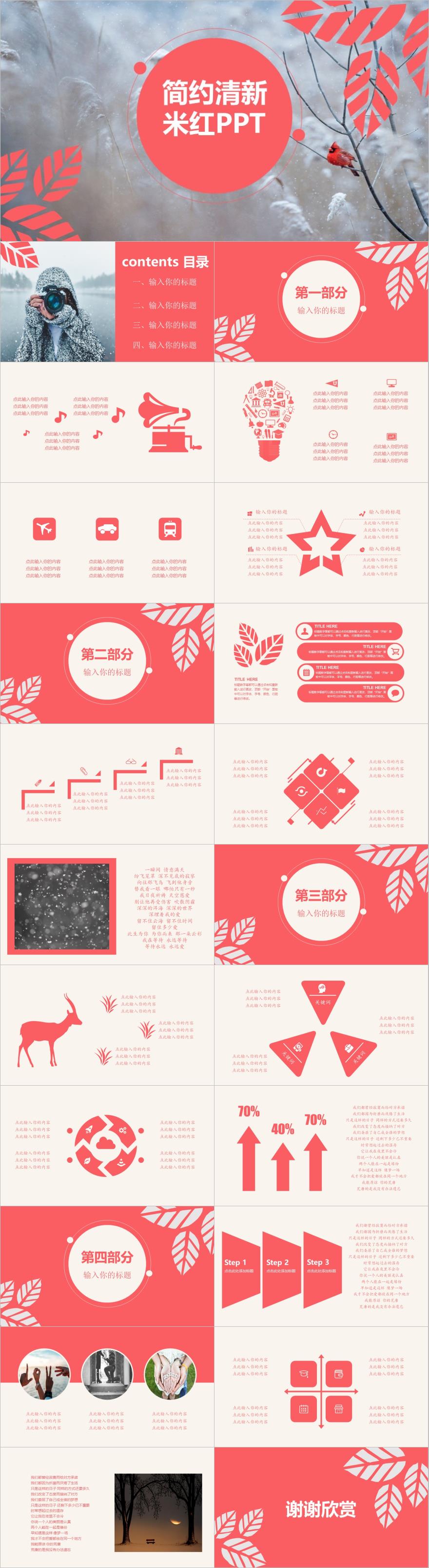 红色简约清新风项目汇报PPT