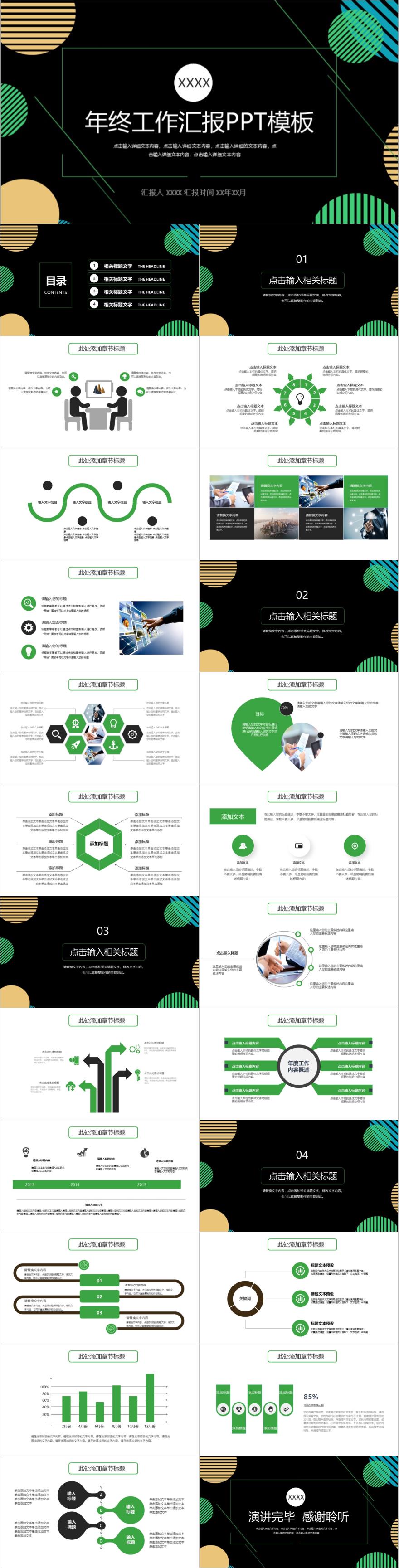 绿色简约风年度工作汇报PPT模板