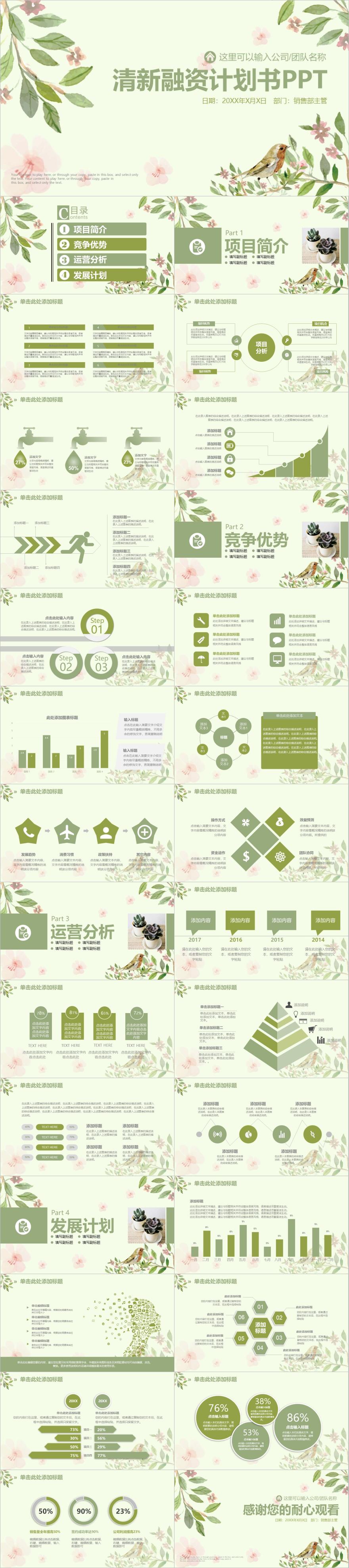 绿色清新项目计划书PPT模板