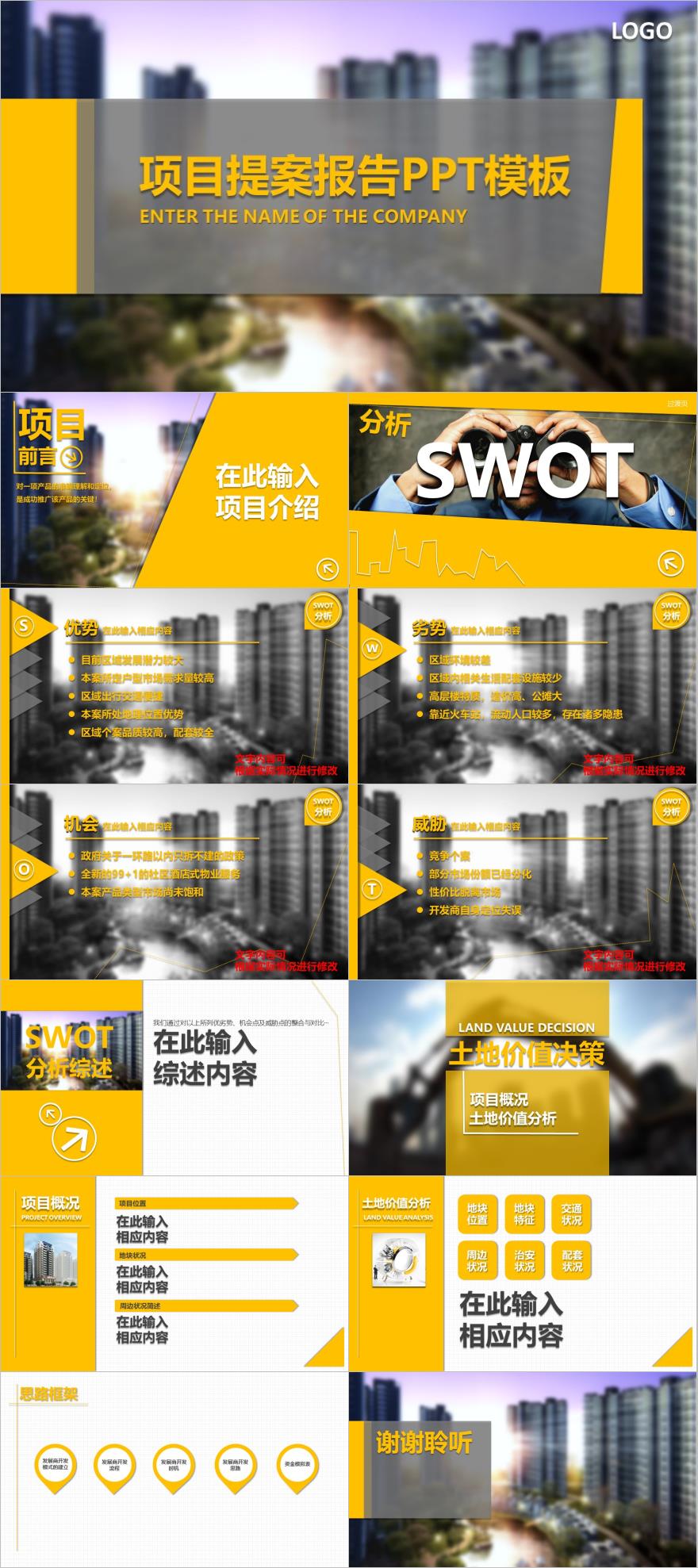 黄色商务项目提案PPT模板