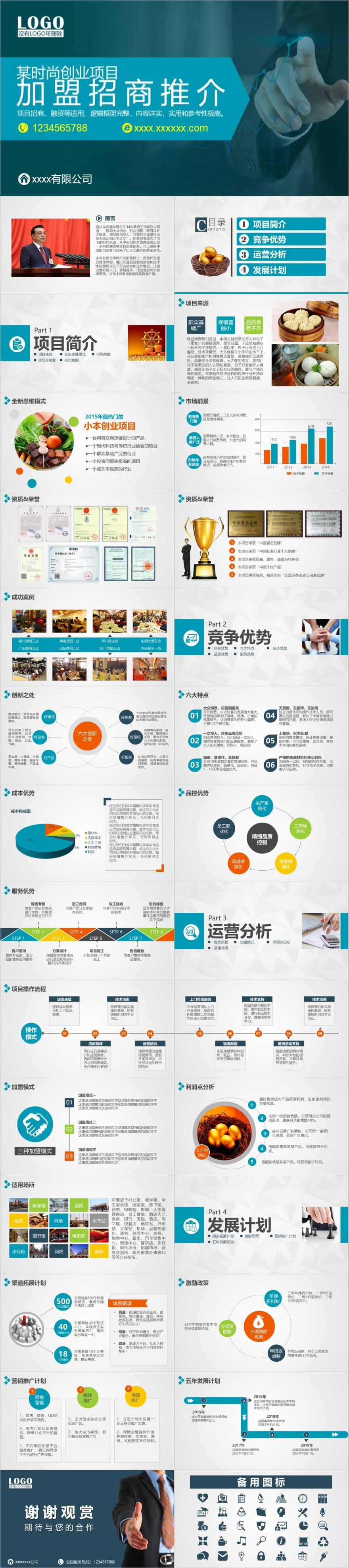 蓝色创意企业项目PPT模板