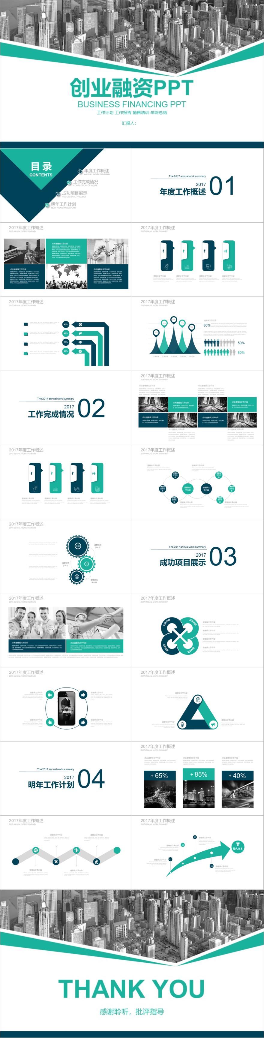 绿色创意创业融资PPT模板