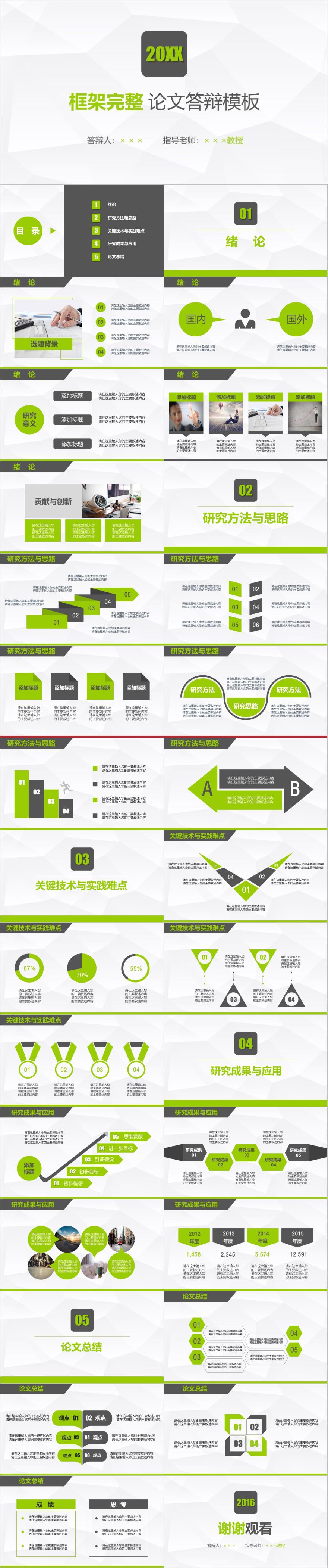 绿色商务毕业答辩PPT模板